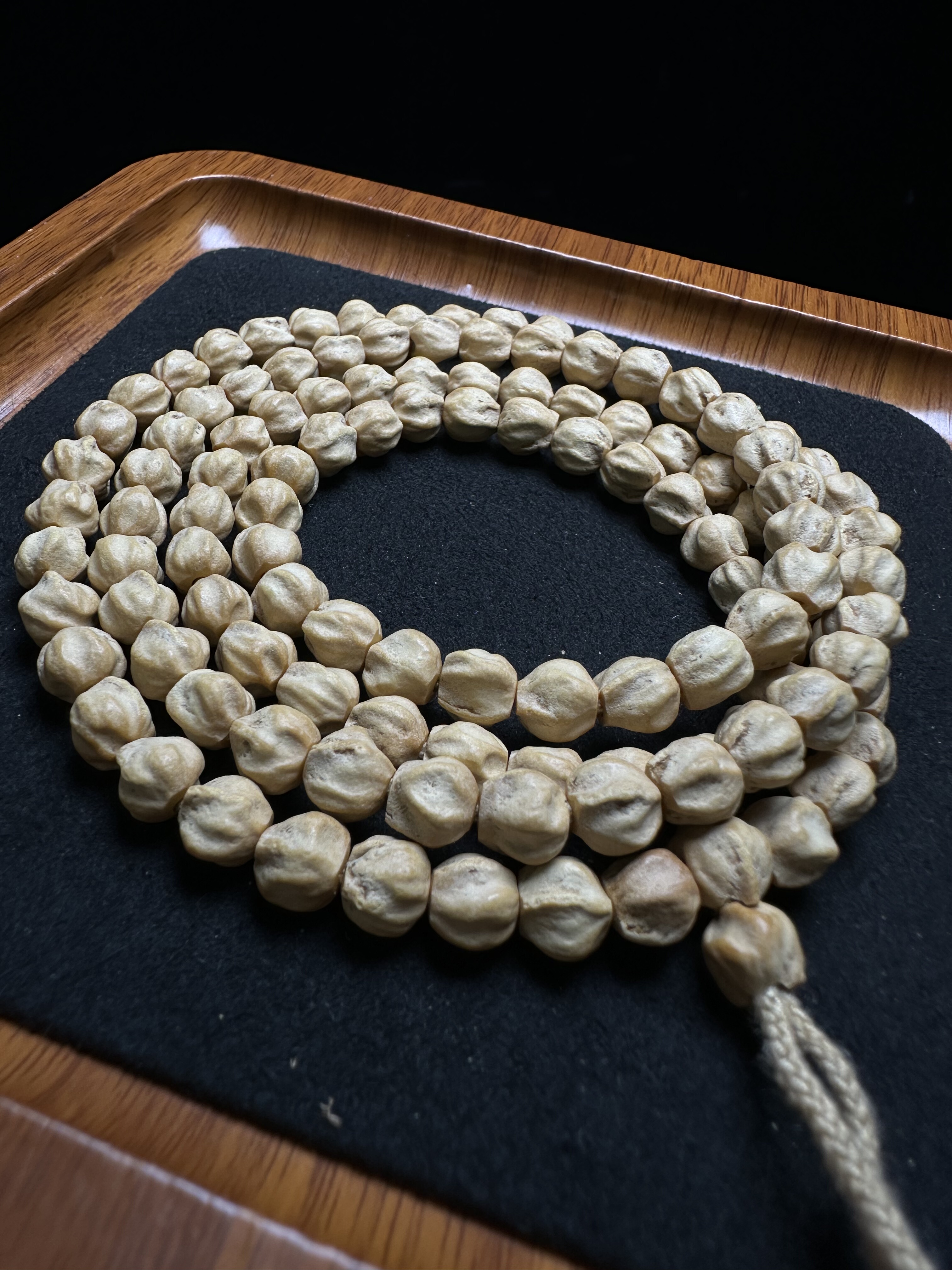 新人入门热振百香籽微切多棱粉油皮高油密 108长串文玩挂脖6-7mm