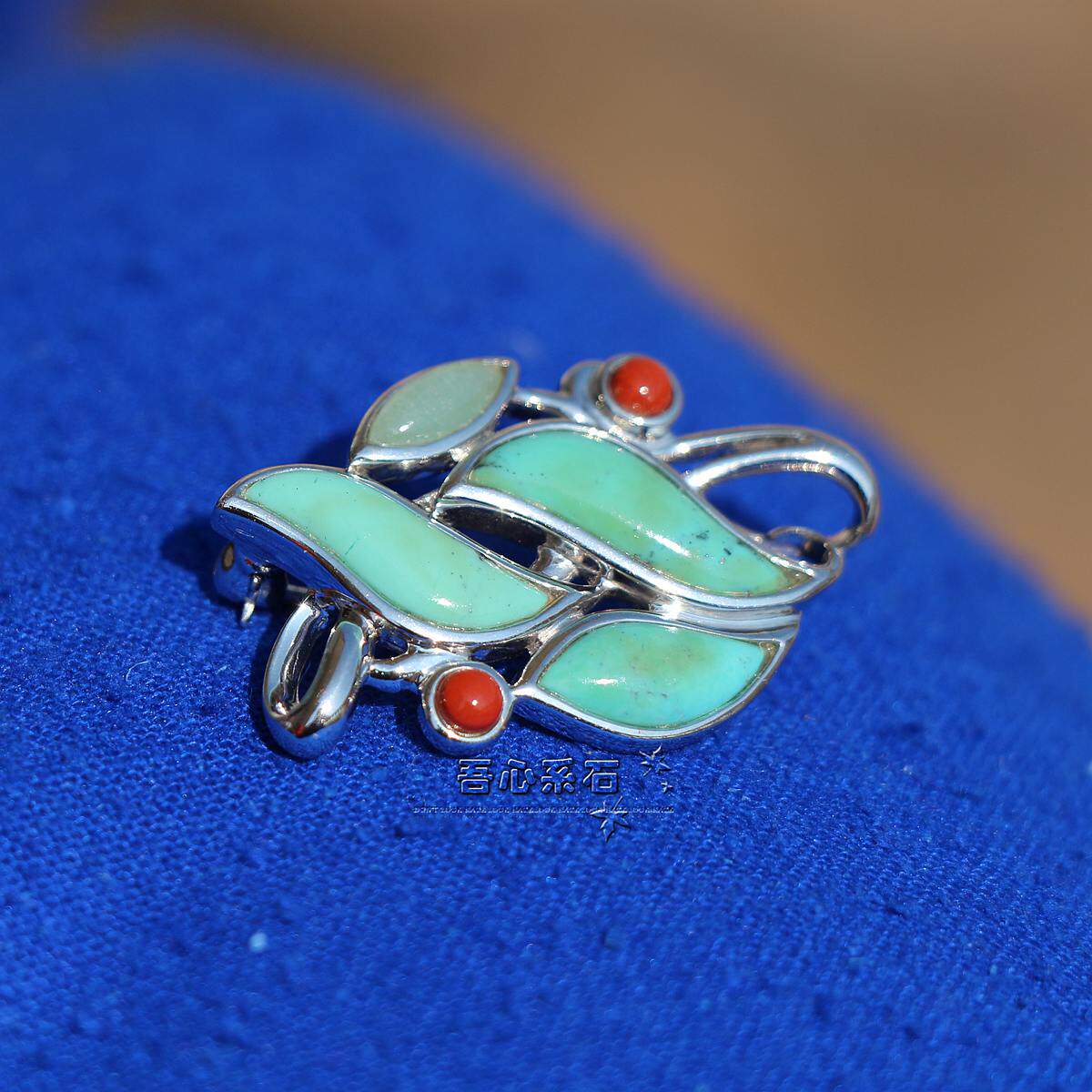 [시원 추천]  천연 청록색 상감 남부 붉은 마노 다중 보물 펜던트 브로치 이중 용도