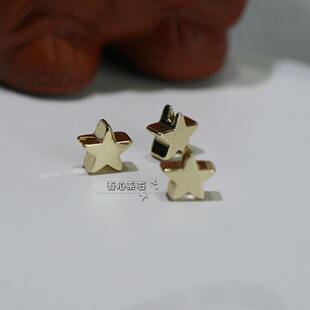 『系石苑』DIY散珠文玩饰品配件925纯银镀14K金鎏金五角星隔花珠