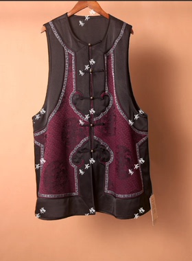 25244款新中式薄款对襟刺绣汉服马甲