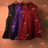 25455素女馆新款 素色斜襟汉服棉马甲