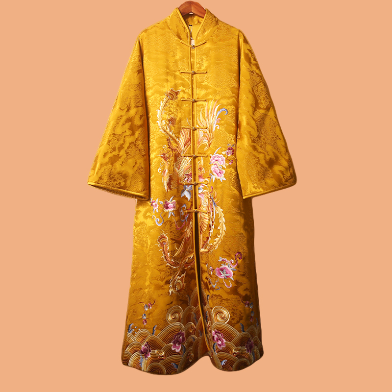 25407素女馆新中式长款长袖重工刺绣对襟上衣