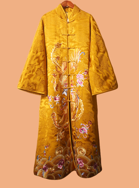 25407素女馆新中式长款长袖重工刺绣对襟上衣