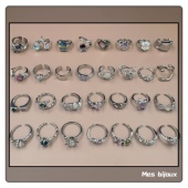 Bijoux 小众设计感不规则纹理ins银色时尚 百搭镶嵌开口食指女戒指