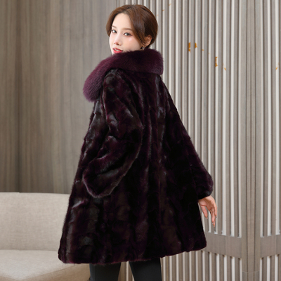 中长款水貂皮草貂皮大衣韩版