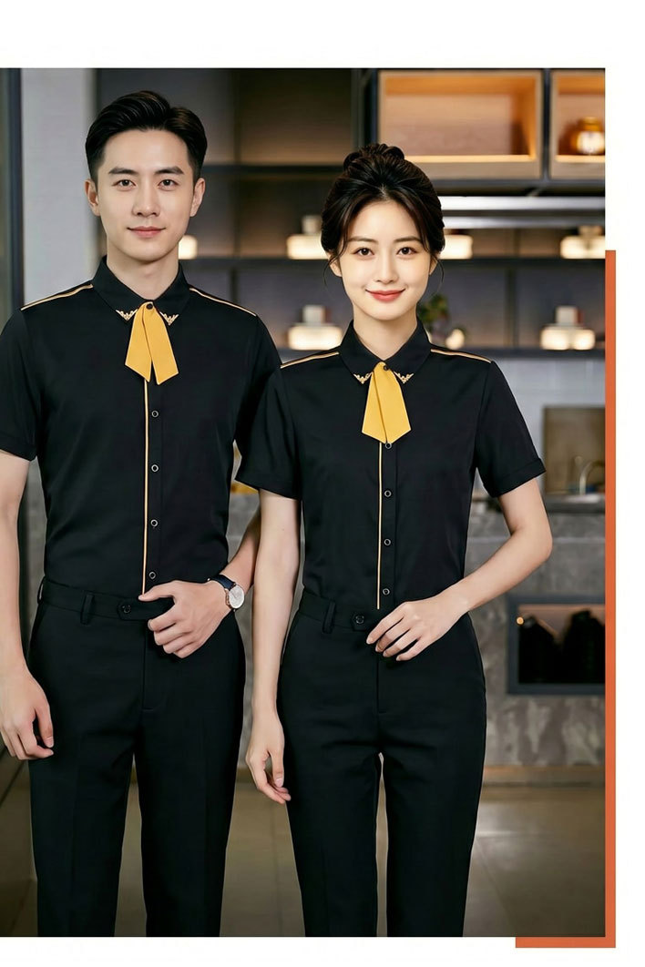 GZ136*皮条装饰餐厅娱乐场所咖啡厅KTV夜店短袖衬衣工作服P45,男装衬衫,星座717A
