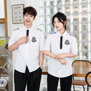 QC137*JK学院风男女同款学生班服毕业照酒店酒吧服务生衬衣P40图片