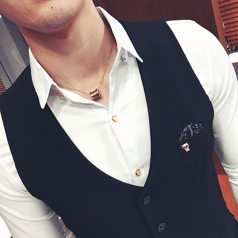 Y8731-2020单排扣男韩版休闲马甲外套理发师夜店服务员工作服P50,男装背心/马甲,星座717A