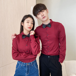 QC130*新款JK情侣男女款长袖衬衫夜店酒吧工作服大码青年衬衣P50图片