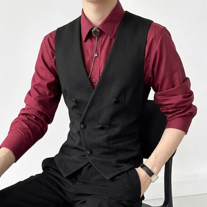 QS706*双排扣包扣男女中性纯色短马甲，休闲马甲P50图片