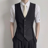 QS203*浅灰编织带苏格兰风短马甲外套中性马甲P58，男装背心/马甲，星座717A