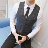 Y8754-新款男潮单排扣短款休闲马甲外套型男小马褂灰色P50，男装背心/马甲，星座717A