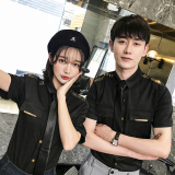 QC031*新款男女短袖衬衫空少肩章亮条装饰酒吧KTV工作服P40，男装衬衫，星座717A