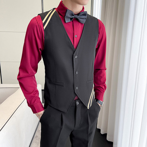 LP798*2024新款男韩版单排扣营业员服务员KTV马甲工作服P50图片
