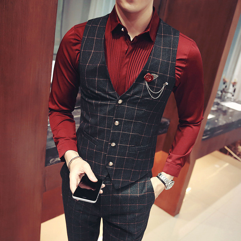 Y8710-韩版修身潮男春季加厚短马甲外套伴郎服酒吧马甲工作服P50,男装背心/马甲,星座717A