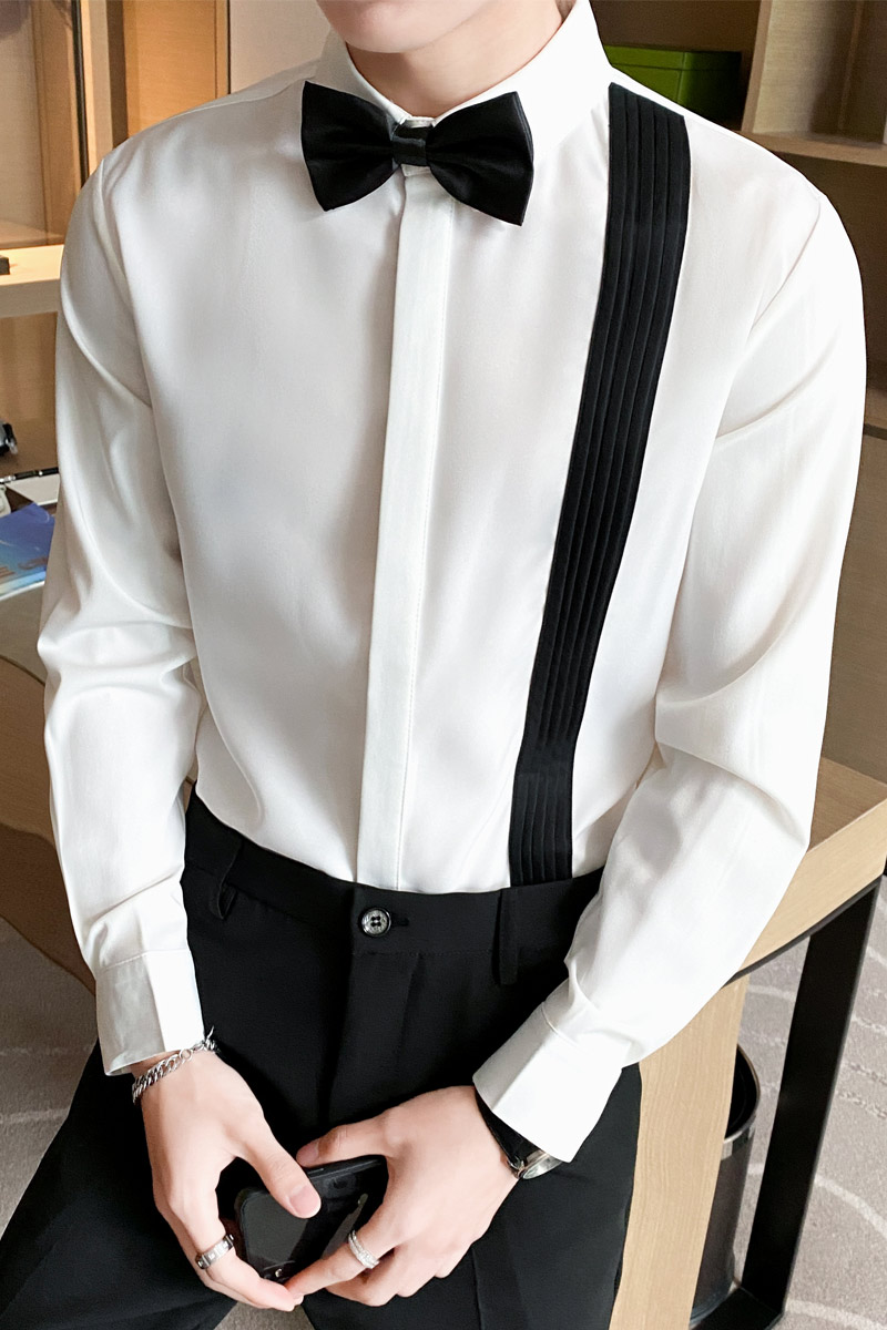 LT142*新款拼色伴郎服酒吧KTV长袖衬衫工作服P50,男装衬衫,星座717A