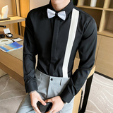 LT142*潮男褶皱休闲长袖衬衫服务员营业员衬衣工作服P50，男装衬衫，星座717A