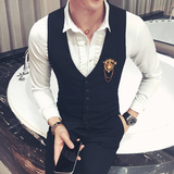 Y8744-W学院风男KTV英伦DJ马甲工作服美发师理发店大码马甲P50，男装背心/马甲，星座717A
