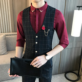 LP710-V大格子男潮休闲单排扣马甲夜店酒吧餐厅马甲工作服P50，男装背心/马甲，星座717A