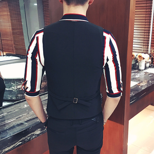 Y8733-W双排扣型男修身夜店酒吧服务生马甲男士休闲马甲潮P40图片