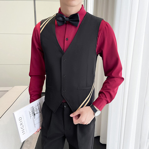 LP798*2024新款男韩版单排扣营业员服务员KTV马甲工作服P50图片