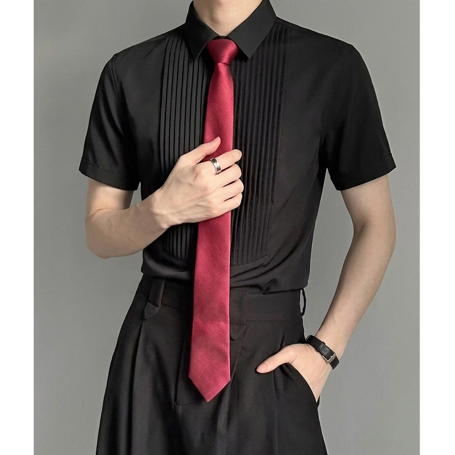 QS143*风琴皱法式选修休闲衬衫伴郎合唱演出服P45,男装衬衫,星座717A