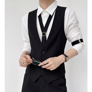 QS806*个性领带装饰V领马甲外套KTV演出服潮马甲P55,男装背心/马甲,星座717A