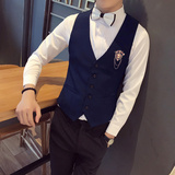 S8744-V2023潮男修身短款马甲马褂夜店酒吧KT马甲工作服P50，男装背心/马甲，星座717A