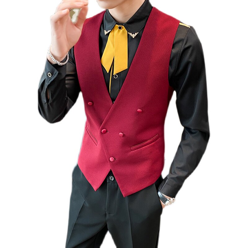 8706*2023青年商务休闲马甲KTV餐厅营业员服务员马甲工作服P50,男装背心/马甲,星座717A