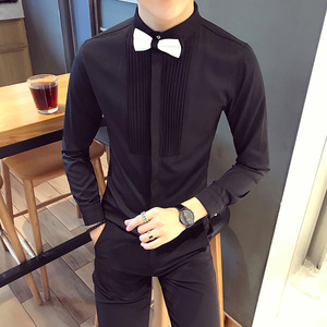 SC036-宫廷男潮韩版长袖衬衣夜店酒吧发型师服务生衬衫工作服P48图片