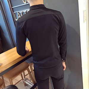 SC036-宫廷男潮韩版长袖衬衣夜店酒吧发型师服务生衬衫工作服P48图片