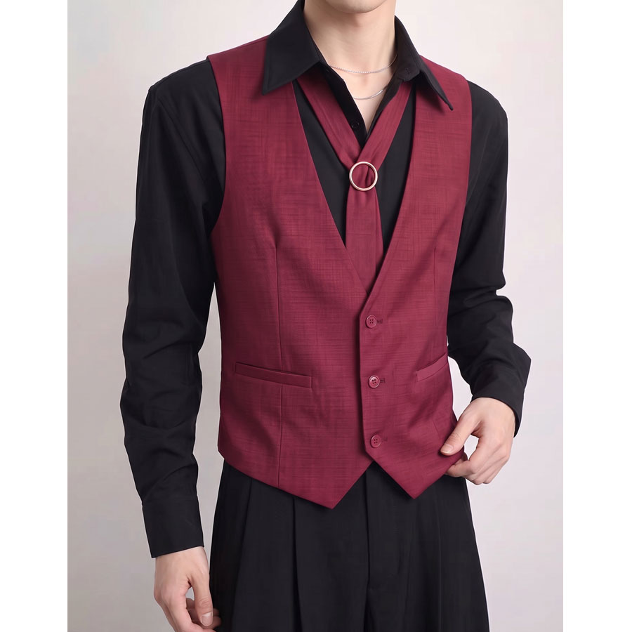 QS806*个性领带装饰V领马甲外套KTV演出服潮马甲P55,男装背心/马甲,星座717A