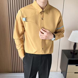 LT150*男秋季撞色个性小众设计工作服KTV夜店服务生衬衫工装P55图片