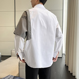 QS025*2022男潮宽松拼色长袖衬衫立体大口袋中性小众衬衣P65，男装衬衫，星座717A
