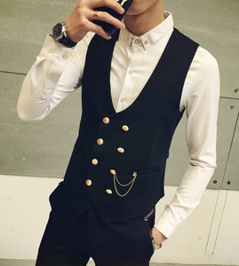 Y8734-2020韩版双排扣马甲咖啡厅KTV酒吧马甲工作服大码潮P50图片