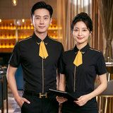 GZ136*领带装饰餐厅娱乐场所咖啡厅KTV夜店短袖衬衣工作服P45，男装衬衫，星座717A