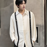 QS017*聚会酒吧礼服潮织带装饰背带衬衫P48，男装衬衫，星座717A