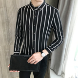 LT005-新款经典条纹男条纹衬衫衬衣型男社会小伙衬衣大码P45，男装衬衫，星座717A