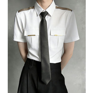 QS031*男简章亮条装饰空少短袖制服P40图片