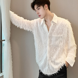 QS091*长流苏演出服型男舞台表演服长袖衬衫宽松P65，男装衬衫，星座717A