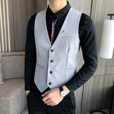 LP749-小雨伞男V领单排扣马甲休闲马甲工作服酒吧服务生工装P50，男装背心/马甲，星座717A