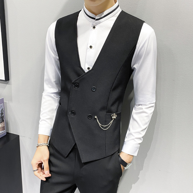 LP810*双排扣V领男休闲马甲夜店酒吧KTV员工工作服P50图片