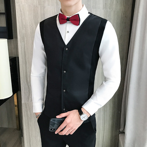 LT101-经典男马甲长袖衬衫假两件衬衣马甲两件套工作服P55图片
