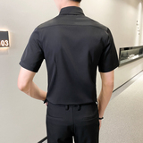 LT136*2024新款拼色可拆卸领带男短袖衬衣休闲衬衫P45，男装衬衫，星座717A