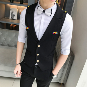 LP776-英伦肩章男短西装领马甲工作服夜店酒吧KTV空少马甲P45图片