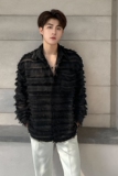 QS094*流苏演出服中性宽松衬衫镂空透气防晒衣外套P45，男装衬衫，星座717A