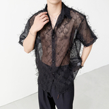 QS201*镂空透气男短袖小外套性感男宽松衬衣P38，男装衬衫，星座717A