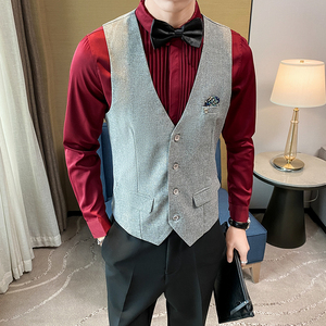8731*男女同款休闲马褂外套酒吧餐厅服务员台球室马甲工作服P50图片