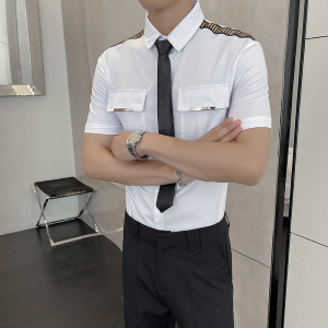 LT031*肩章装饰大口袋空少短袖衬衫酒店餐厅酒吧工作服P40图片