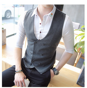 Y8733-Q双排扣马甲外套理发店KTV夜店酒吧马甲工作服大码潮P40图片